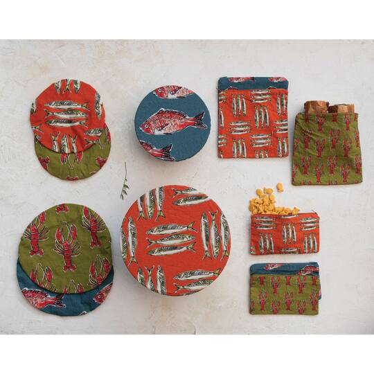 Hello Honey® 8" Sea Life Designs Cotton Bowl Covers with Linings Set